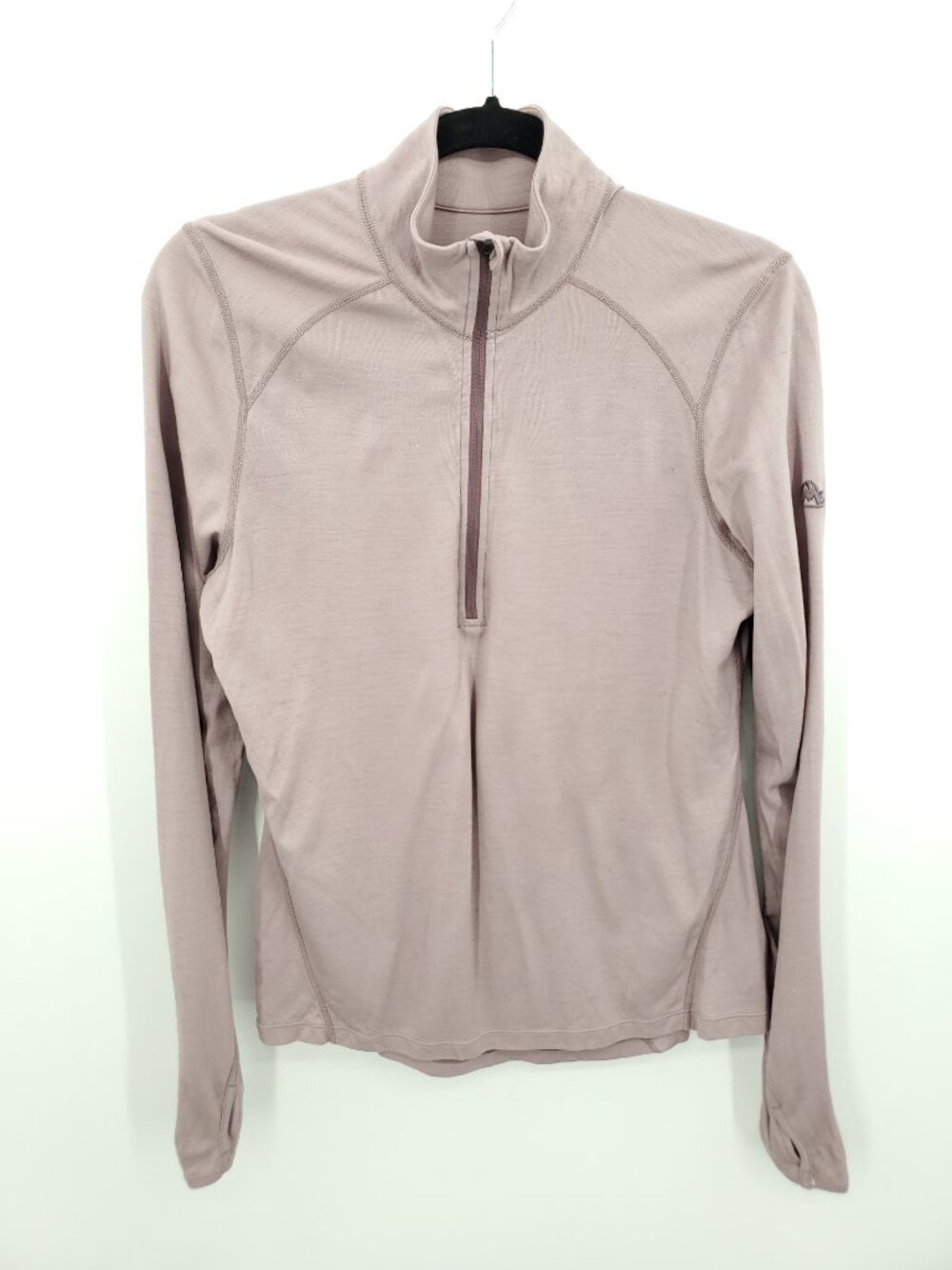 EMS Techwick Women's 100% Merino Wool 1/4 Zip Pullover S Taupe/Pink/Purple